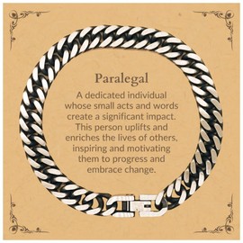 Paralegal Engraved Cuban Link Chain Bracelet - Inspiration for Graduation, Christmas, and Birthday Gifts Ideas for the Paralegal Who Uplifts and Enriches Lives