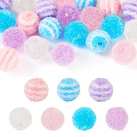 FASHEWELRY 21Pcs Acrylic Gummy Candy Beads 16mm Round Sugar Beads Bubblegum Beads 7 Colors Chunky Disco Ball Beads for Beadable Pen Bracelet Necklace Jewelry Making