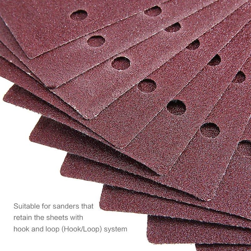 ExcInter 10PCS 93x185mm Sandpaper Sanding Paper 8 Holes Loop Sand