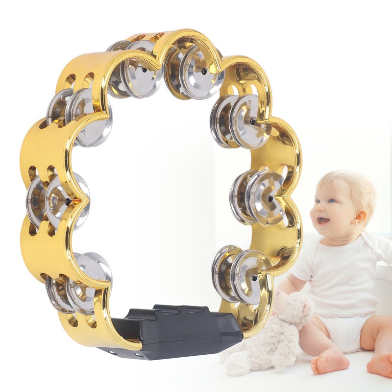 Tambourine Double Row Floral Design Percussion Jingles Hand Instrument for