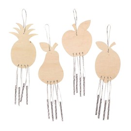 Baker Ross FE472 Fruit Wooden Windchimes - Pack of 4, Decorate and Personalise for Arts and Crafts Activities