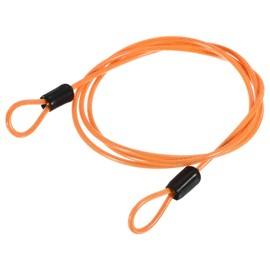 TOP-VIGOR Security Steel Cable 2.5mm x 1.5m Coated Security Wire Rope Double Loop Flexible Security Cable Lock for Outdoor Travel Luggage Bicycle Orange 1 Pack