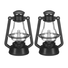 CoCud Dollhouse Miniature Lantern, 2.76" Height, Plastic Mini Vintage Hanging Kerosene Lamp Black - (Applications: for Micro Landscape Ornament Plants Pot Garden Dollhouse), 2 - Pieces