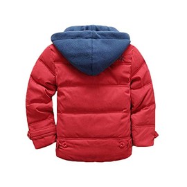ValentinA - chamarra gruesa con capucha para niños, chamarra acolchado cálido, casual, para exteriores, linda, para niños, niñas, otoño, primavera, Rojo -, 8