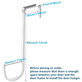 Over The Door Hook White -3Pcs Stainless Steel The Door Hanging Hook with Soft Rubber Surface Prevent Scratches,Soft Rubber Surface Hooks for Bathroom,Living Room, Kitchen,Hanging Clothes,Towels,Hats