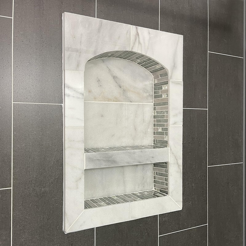 Uni-Green Recessed Shower Niche 17X25 Arch Double Shelf-Shower Cube for