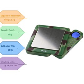 American Weigh Scales Blade Series Digital Precision Pocket Weight Scale, Gray, 650 X 0.1G (BL-650-GRY) (Camo, 650g x 0.1g)