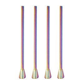 DOITOOL 4pcs Stainless Straws Smoothie Straw Drink Whisk Drink Stirrers Metal Drinking Straw Beverage Straws Reusable Bubble Tea Straw Cocktail Straw Mixing Spoon Symphony Tumbler