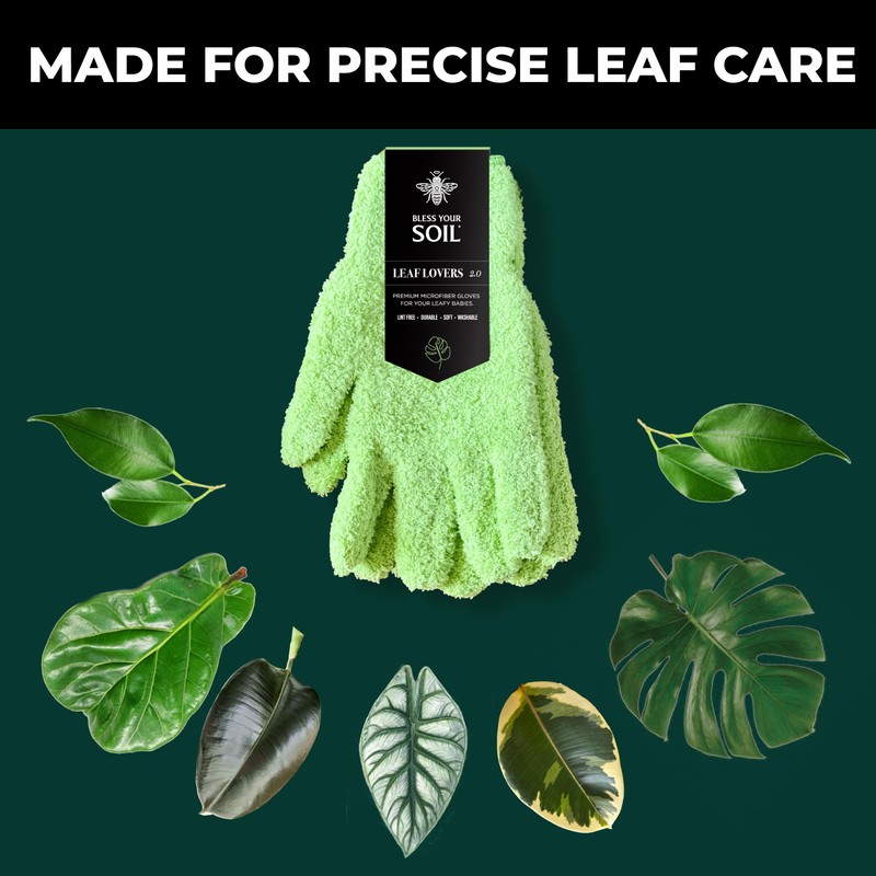 BLESS YOUR SOIL Microfiber Dusting Gloves for Plants : Premium,