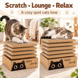 Cardboard Cat Scratcher Bed for Indoor Cats – Durable 5-Layer Corrugated Scratching Pad for Daily Play and Rest