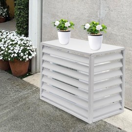 GXFCHYL Air Conditioner Fence Screen Outdoor Privacy Fence Covers Aluminum Alloy AC Privacy Screen Free Standing Air Conditioner Covers for Outside Units Decorative Slatted Fencing (White)