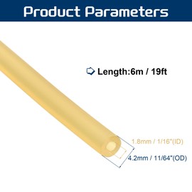 PATIKIL 19 Ft(6M) Rubber Tubing, 1/16"(1.8mm) ID 11/64"(4.2mm) OD Natural Latex Rubber Tubing Vinyl Sling Shot Elastics Tube Soft Hose for Exercise Stretching Laboratory Home Hose, Yellow