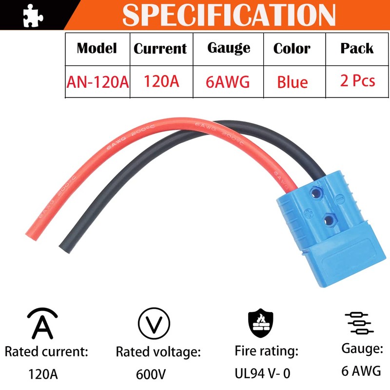 Battery Connector, CESFONJER 2 Sets 120A 600V Battery Quick Connect,