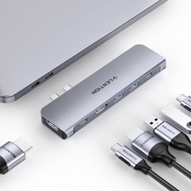 LENTION USB C Hub with Dual 4K HDMI, 2 USB 3.0, USB C Data Port and 60W Charging Compatible 2016-2023 MacBook Pro with Thunderbolt 3 Port & New Mac Air, Stable Driver Adapter (CB-CS67, Space Gray)