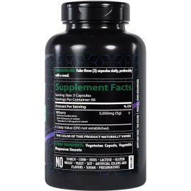 Bilberry 5000mg 200 Caps Vaccinium myrtillus Non GMO/Gluten Free/No Preservativ