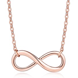 Yumilok Jewelry 925 Sterling Silver Rose Gold Plated Minimalist Infinite love Pendant Necklace for Women/Girls