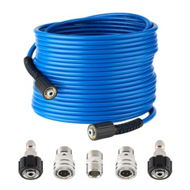 Twinkle Star Super Flexible Pressure Washer Hose 50ft, 5800 PSI Kink Resistant Power Washer Hose 1/4 in., Replacement Power Wash Hose with Stainless Steel M22 and 3/8" Quick Connection Kit