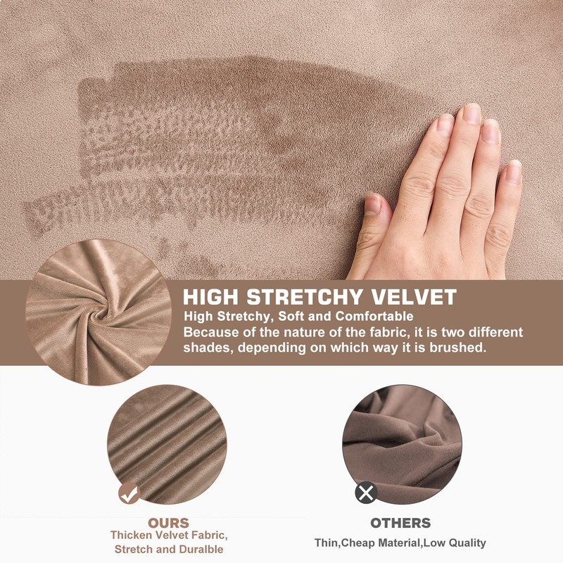 NeColorLife Ottoman Cover Square Velvet Ottoman Slipcover Thick Stretchable Footrest