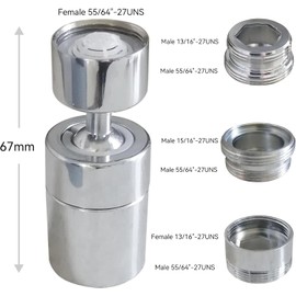 Aireador de llave para fregadero de cocina, aireador de boquilla para llave de cocina, baño, extensor de llave, rociador giratorio de 360 grados para cabezal de llave del fregadero (80° Ángulo 3