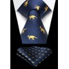 HISDERN Men's Ties Animal Pattern Tie Pocket Square Wedding Business