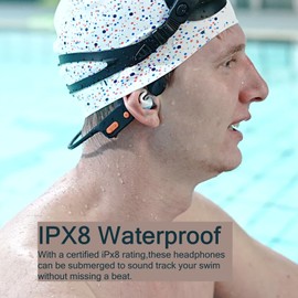 Tayogo Bone Conduction Headphones Swimming, Bluetooth 5.3 Underwater MP3 Open-Ear Headset, 32GB Memory, Magnetic Charging, Built-in Microphone, 15H Playtime (black-22)