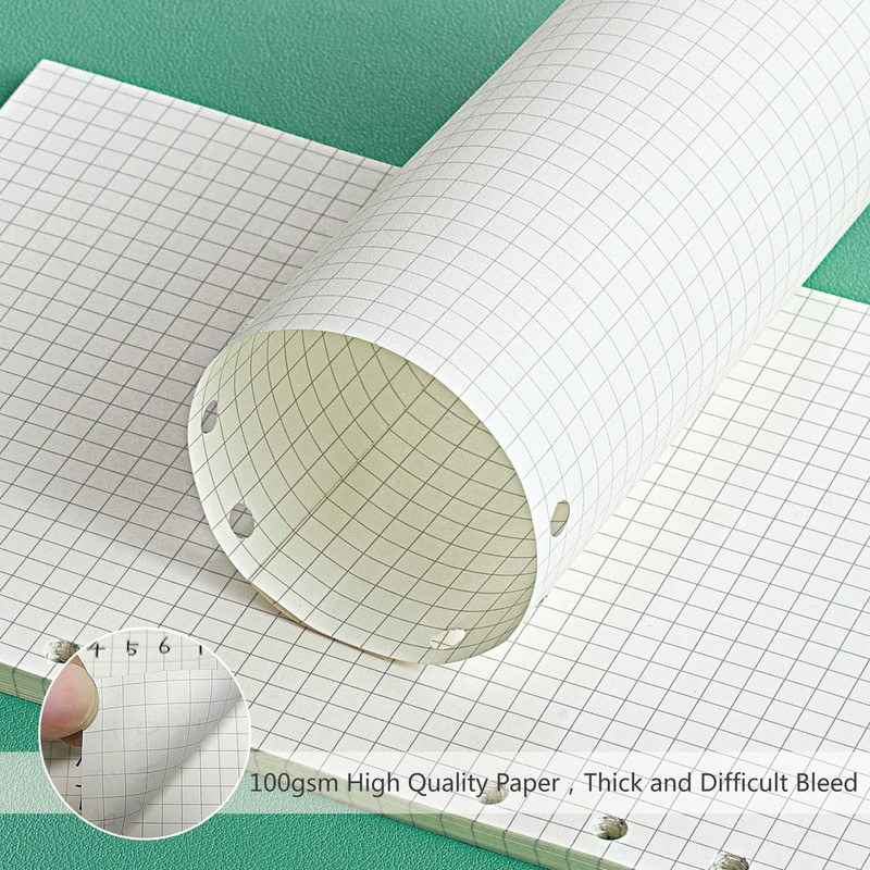 135 Sheets A5 Refill Paper Squared 6 Holes Blank for