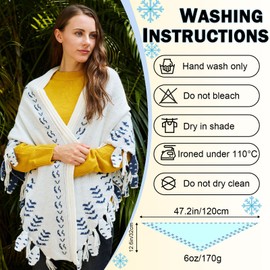 Housiufu Owl Scarf Shawl, Owl Knitted scarves, Scarfs for Women White Reversible Print, Womens Warm Long Shawl Winter Wraps Imitate Bird Wing Feather Scarf (78.74 * 19.69in)