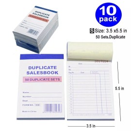 Unbranded/Generic 10 Pack 50 Sets 3.5" X 5.5"Sales Book Order Receipt Invoice Carbonless Copy