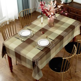 Rectangle Tablecloth 60 x 102 Inch Checkered Table Cloths Spillproof Anti-Shrink Soft and Wrinkle Resistant Decorative Fabric Table Cover for Kitchen Dinning Tabletop Outdoor(Rectangle/Oblong,Taupe)