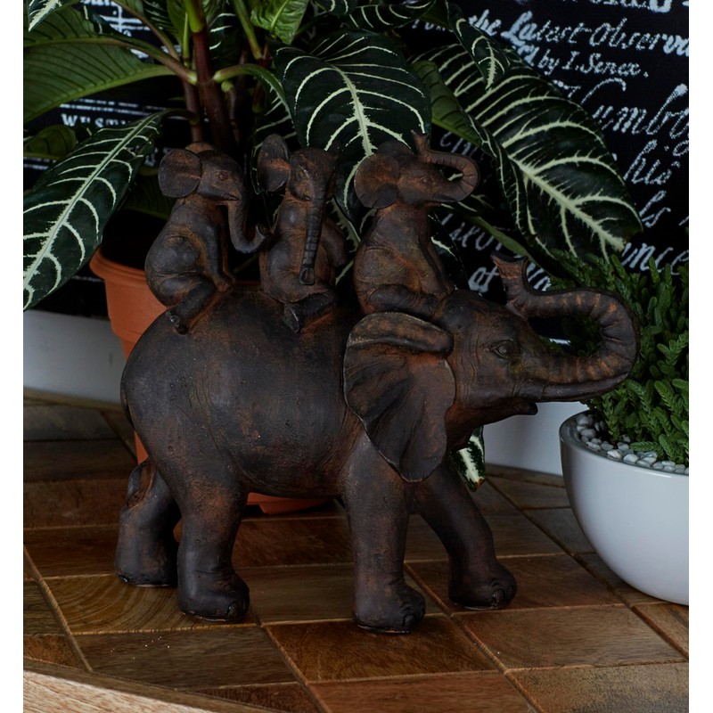 Deco 79 Polystone Elephant Decorative Sculpture Home Decor Statue, Accent