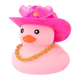 wonuu Pink Rubber Duck with Heart-Shaped Sunglasses Car Ducks Small Ducks with Cowboy Hat Polka Dot Pink Gold