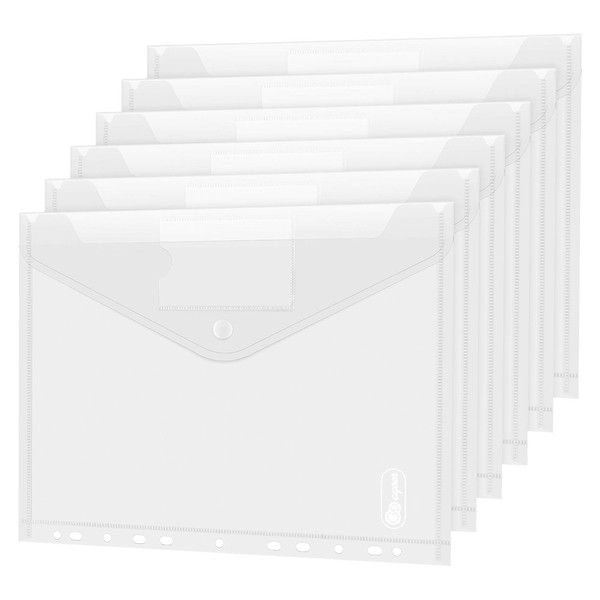Agoer Plastic Wallets 10 Pack A4 Punched Pockets Transparent Documents