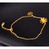 DAINTY Women Titanium Stainless Steel Gold CZ Daisy Flower Anklet