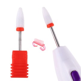 2Pack Ceramic Nail Drill Bits, Corn Head Manicure Drill Bits, Nail File Drill Bit,Grinding Head for Manicure Pedicure Cuticle Gel Nail Polishing, Ceramic Burr Podiatry Thick Nails Nail Art Tool （Nail Brush）