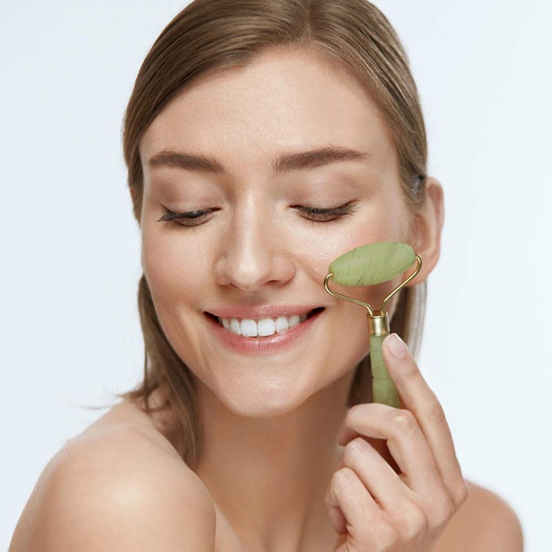 Jade Face Roller - GLAMZA Double Ended Facial Roller &