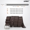 LEACOOLKEY Double Prong Leather Belts for Men PU Leather Work
