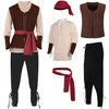 5 Pcs Men's Pirate Costume Set Renaissance Medieval Shirt Vest