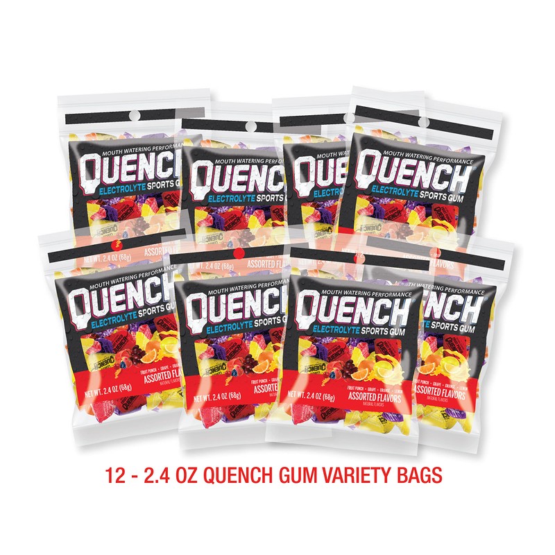 Quench Gum Variety Bag, Electrolytes Chewing Gum for Athletes and