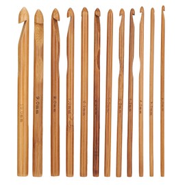 12Pcs Crochet Hook Cylindrical Carbonized Bamboo Needles Kit Sweater Knitting Supplies