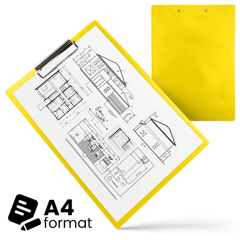 Netuno 1 x Clipboard A4 Yellow with Metal Clip Writing