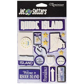 REMINISCE Jet Setters Self-Adhesive Epoxy Embellishments, Rhode Island