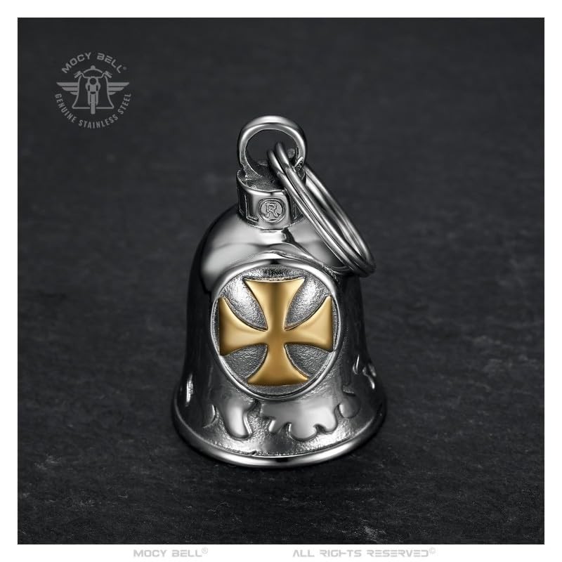 BOBIJOO JEWELRY - Clochette Moto Croix Templer Porte-Bonheur Mocy Bell