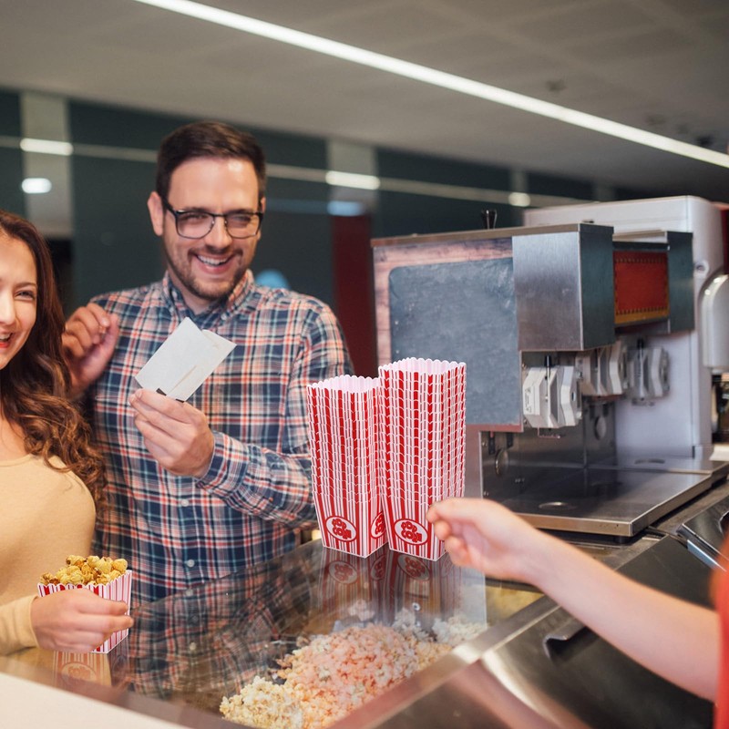 Tebery 30 Pack Plastic Open-Top Popcorn Boxes Reusable Popcorn Containers