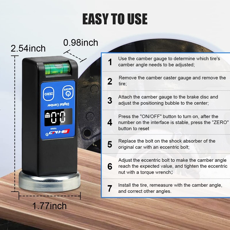 Camber Gauge Digital Wheel Alignment Tool -90° to +90° Wide