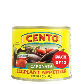 Cento Caponata Eggplant Appetizer, 7 Oz (Pack of 12), Canned Sicilian Eggplant, Onions, Tomatoes, Olives, Capers & Celery in Marinade, Made in Italy