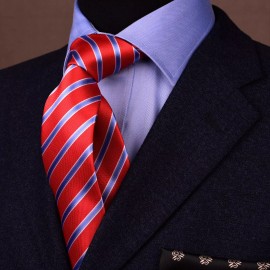 Business to Business Red & Light Blue Formal Business Striped 3 Inch Tie Mens Professional Fashion