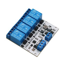 RS485 Modbus Relay 8-bit MCU and SP3485 Chip PLC Control DC5V 5.08mm Terminal 32V with Diode lag Current Protection & Opto Isolation (4 Way Relay)