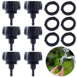 PAGOW Drip Irrigation Parts, 1/4 inch Drip Irrigation Fittings, Drip Irrigation Hose Adapter Connectors for Garden, Lawn Systems, Black (6pcs Irrigation Connector,6 washer)