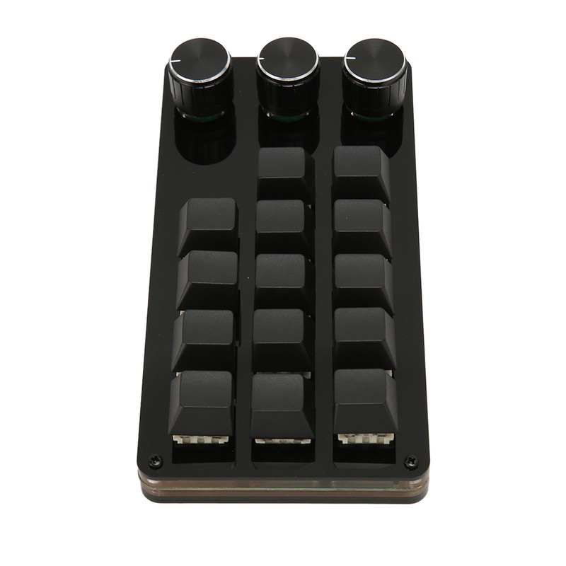 Mini Custom Keypad 14 Keys 3 Knobs Programmable Blue Switch