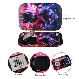 Metal Tray with 3D Art Magnetic Lid Tray Cover for Metal Tray Size 11x7 inches Perfect for Storage (Gorilla)